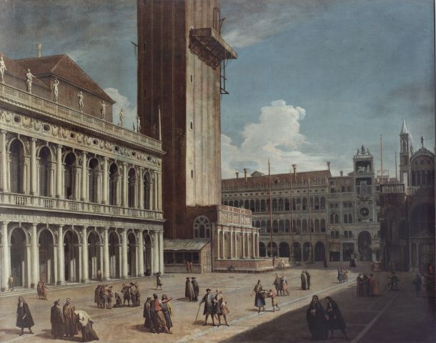 Anonimo — Carlevaris Luca - sec. XVIII - VVeduta di Venezia con la Piazzetta verso la torre dell'Orologio — insieme